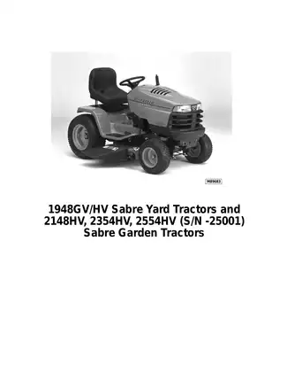 Sabre  1948GV-HV, 2148HV, 2354HV, 2554HV yard and garden tractor technical manual Preview image 2