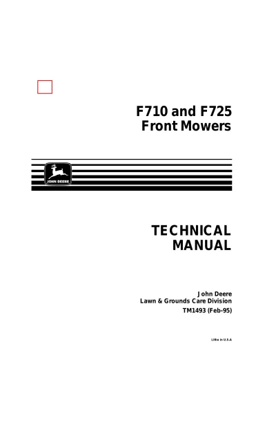 Preview: John Deere F710 / F725 Front Mower Technical Manual (P/N TM1493)