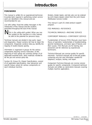 John Deere F710, F725 front mower technical manual Preview image 2