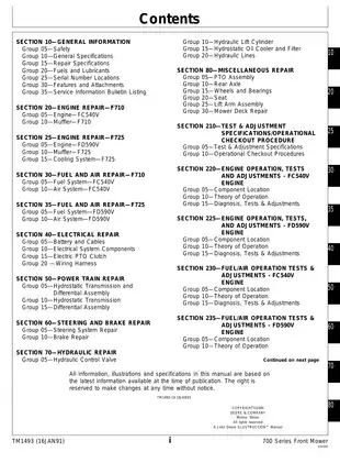 John Deere F710, F725 front mower technical manual Preview image 3