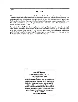 2004 Yamaha Marine 160 outboard motor 6V, 8V service manual Preview image 2