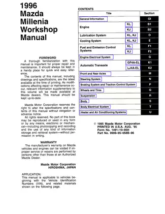 1996 Mazda Millenia Workshop Manual - Essential Repair Guide Preview image 3