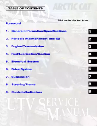 2009 Arctic Cat Prowler 550 H1, XT 650 H1 EFI, XTX 700 H1 EFI, XTZ 1000 H2 EFI manual Preview image 1