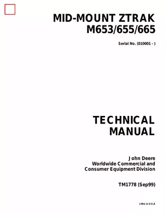 John Deere MID-MOUNT ZTRAK M653/655/665 Technical Manual Preview image 1