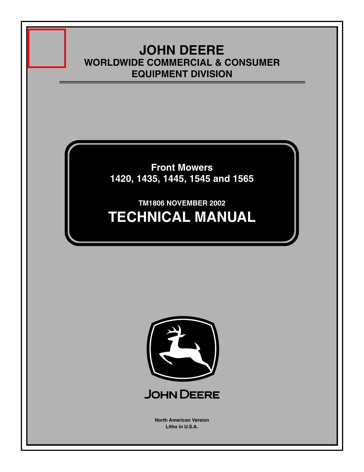 John Deere 1420, 1435, 1445, 1545, 1565 front mower manual Preview image 1