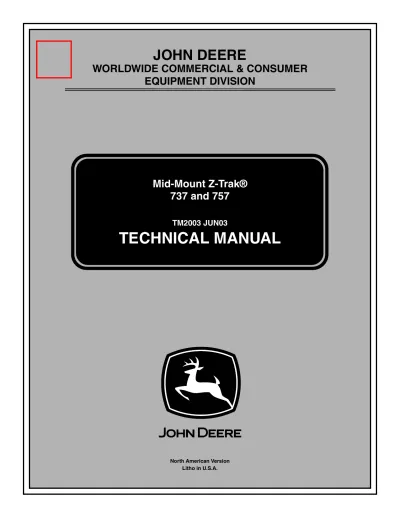 2002 John Deere Z-Trak 737 and 757 Mid-Mount Zero-Turn Mower Technical Manual (P/N TM2003)