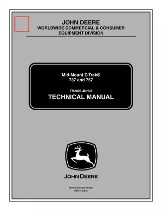 John Deere Z-Trak Mid-Mount Technical Manual (737 and 757 Models) - Complete Service Guide
