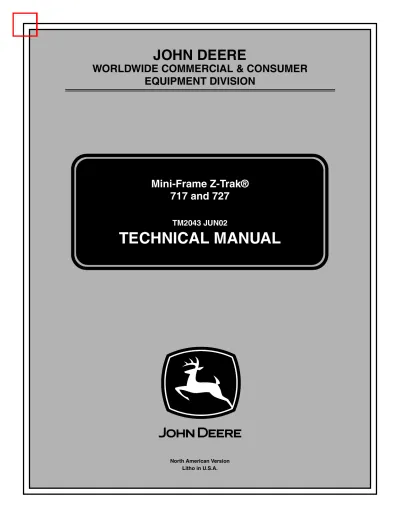 2002–2004 John Deere 717 / 727 Mini-Frame Z-Trak Mower Technical Manual (P/N TM2043) – preview page 1