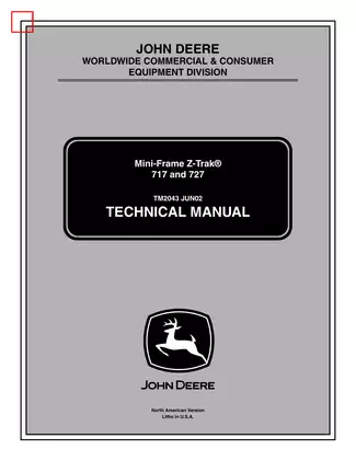 John Deere Mini-Frame Z-Trak Technical Manual for Models 717 and 727 (2002)