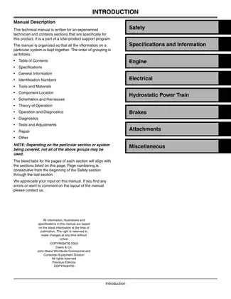 John Deere Z-Trak 777, Z-Trak 797 lawn mower technical manual Preview image 3