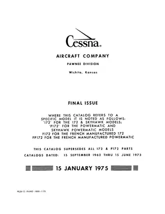 1963-1974 Cessna 172 aircraft parts book