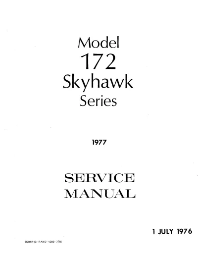 1977 Cessna 172 Skyhawk Series Factory Service Manual (OEM)