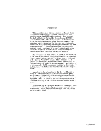 Cessna 172 Skyhawk Series Service Manual (1976 Edition) Preview image 5