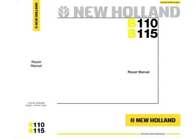 New Holland B110 & B115 Loader Backhoe 2003–2007  Repair Manual (P/N 87643846)