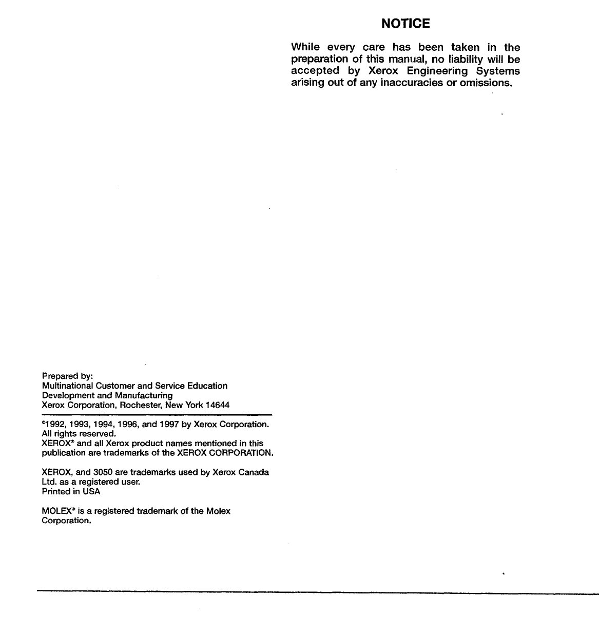 Xerox 3050 service manual Preview image 2