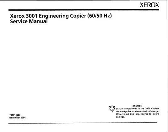 Comprehensive Service Manual for the Xerox 3001 Engineering Copier Preview image 3