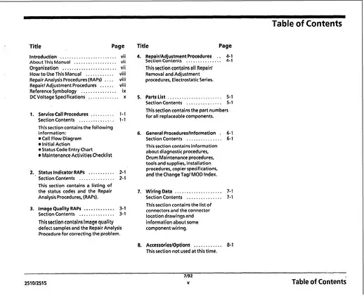 Xerox 2510, 2515 copier service manual Preview image 5