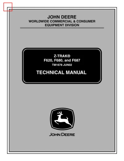 Preview: 2002 John Deere Z-Trak F620, F680, F687 Service Manual (P/N TM1678)