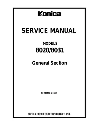Comprehensive Service Manual for Konica 8020 and 8031