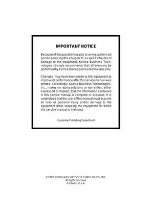 Comprehensive Service Manual for Konica 8020 and 8031 Preview image 4
