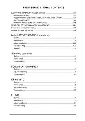 KONICA MINOLTA bizhub C650/C550/C451 Service Manual - Comprehensive Field Service Guide Preview image 2