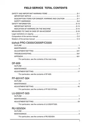Comprehensive Service Manual for Konica Minolta bizhub PRO C6500/C6500P/C5500 Preview image 2