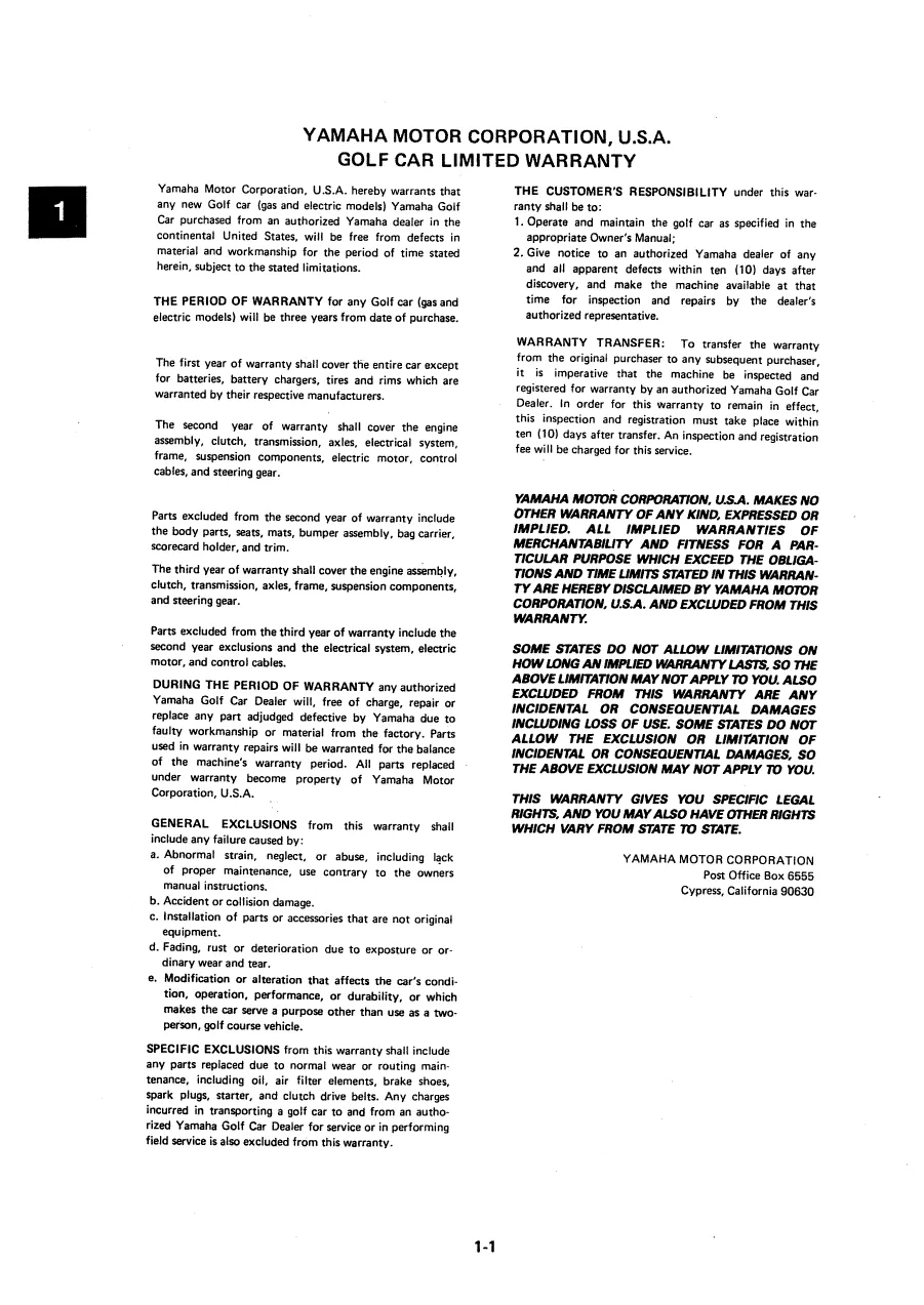 Yamaha Golf Cart G2-G9, G2-A/E. G9-AJ/EJ, G9-AG/AH, G9-EG/EH1, G9-EH2 repair manual Preview image 5