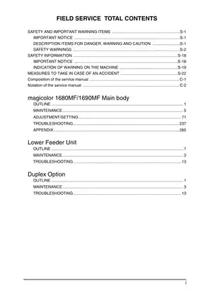 Konica Minolta magicolor 1680MF, magicolor 1690MF field multifunctional color laser printer service manual Preview image 2