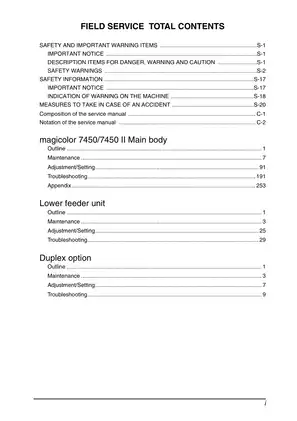 KONICA MINOLTA magicolor 7450/7450 II Service Manual - Complete Guide Preview image 2