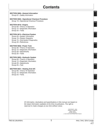 John Deere 444J, 544J, 624J Wheel Loader service, operation & test manual Preview image 3