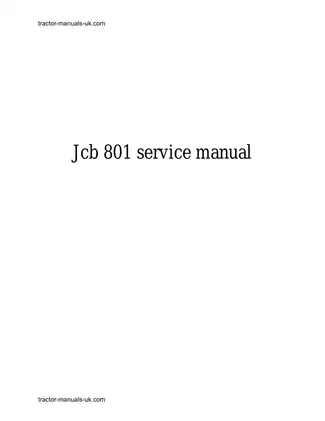 JCB 8014 Mini Excavator Service Manual