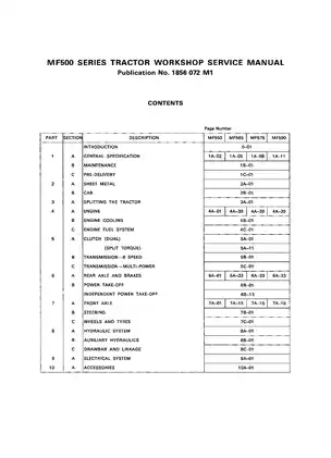 Massey Ferguson MF 500 Series Tractor Workshop Service Manual Preview image 2