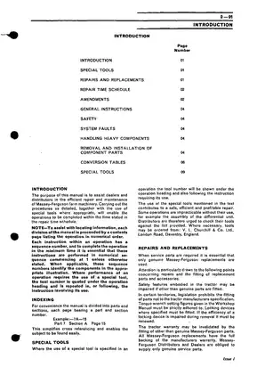 Massey Ferguson MF 500 Series Tractor Workshop Service Manual Preview image 4