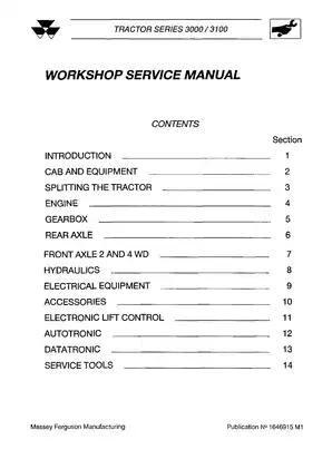 Massey Ferguson 3000/3100 Series Tractor Workshop Service Manual Preview image 3