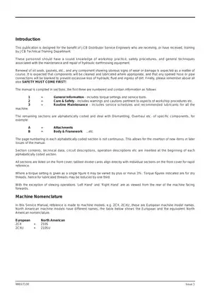 JCB 2CX Backhoe Loader Service Manual (M/c No. 930000 Onwards) Preview image 2