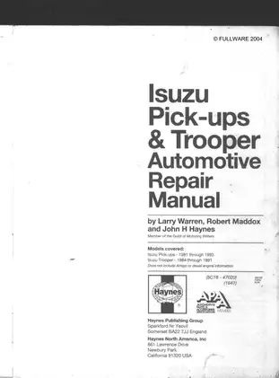 Isuzu Pick-ups and Trooper Automotive Repair Manual (1981-1993) Preview image 2