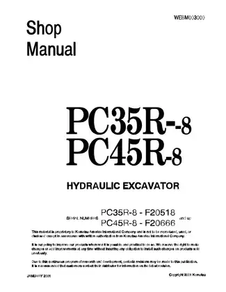 Komatsu PC35R-8, PC45R-8 hydraulic excavator shop manual Preview image 1