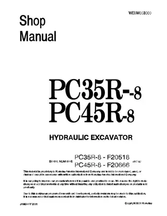Komatsu PC35R-8 & PC45R-8 Hydraulic Excavator Service Manual