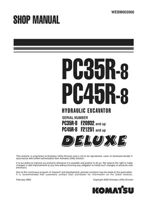 Shop manual for Komatsu PC35R-8, PC45R-8 Preview image 1