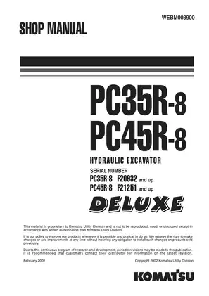Komatsu PC35R-8 PC45R-8 Hydraulic Excavator Service Manual