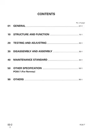 Komatsu PC60-7 hydraulic excavator shop manual Preview image 2