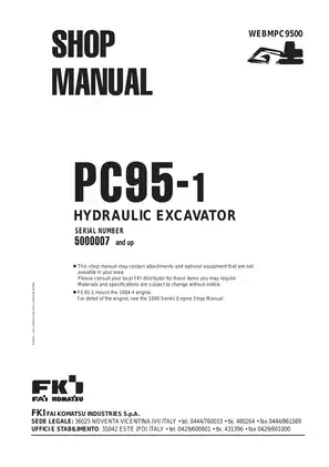 Komatsu PC95-1 hydraulic excavator shop manual Preview image 2