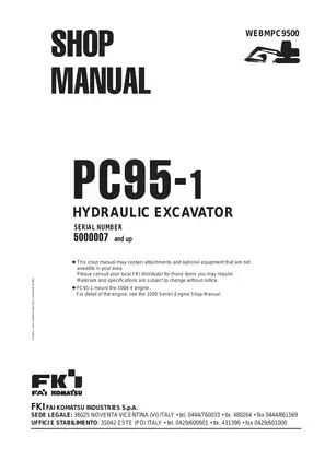 Komatsu PC95-1 Excavator Service Manual (All Years) Preview image 2
