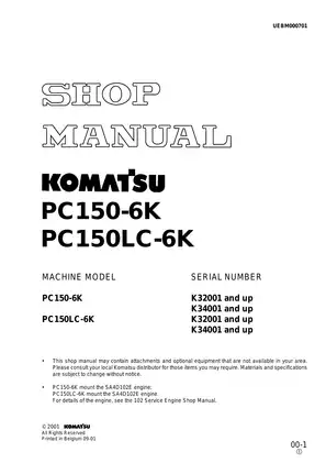 Komatsu PC150LC-6K Service Manual - Comprehensive Repair Guide for Efficient Operation