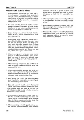 2003-2007 Komatsu PC160LC-7K, PC180LC-7K hydraulic excavator shop manual Preview image 4