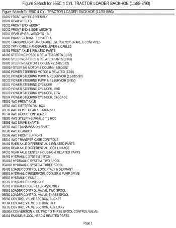 Preview: 1988–1993 Ford 555C 4-Cylinder Tractor Loader Backhoe Parts List (P/N E7NN6007CDB)