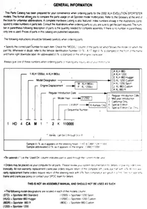 1995-2003 Harley-Davidson Sportster 883, 883R, 1200, 1200 Sport, 1200 Custom, 883 Custom manual Preview image 1