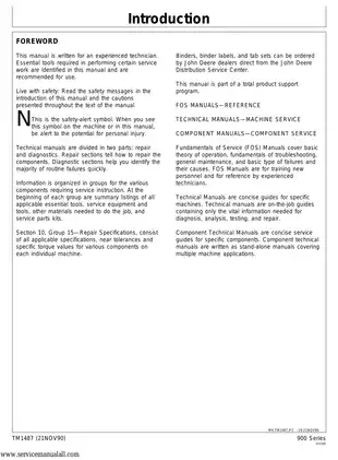 John Deere F911 F915 F925 F932 F935 Front Mower Technical Manual Download Preview image 2