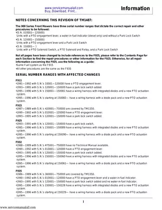 John Deere F911, F915, F925, F932, F935 technical manual Preview image 3