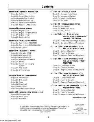 John Deere F911, F915, F925, F932, F935 technical manual Preview image 4